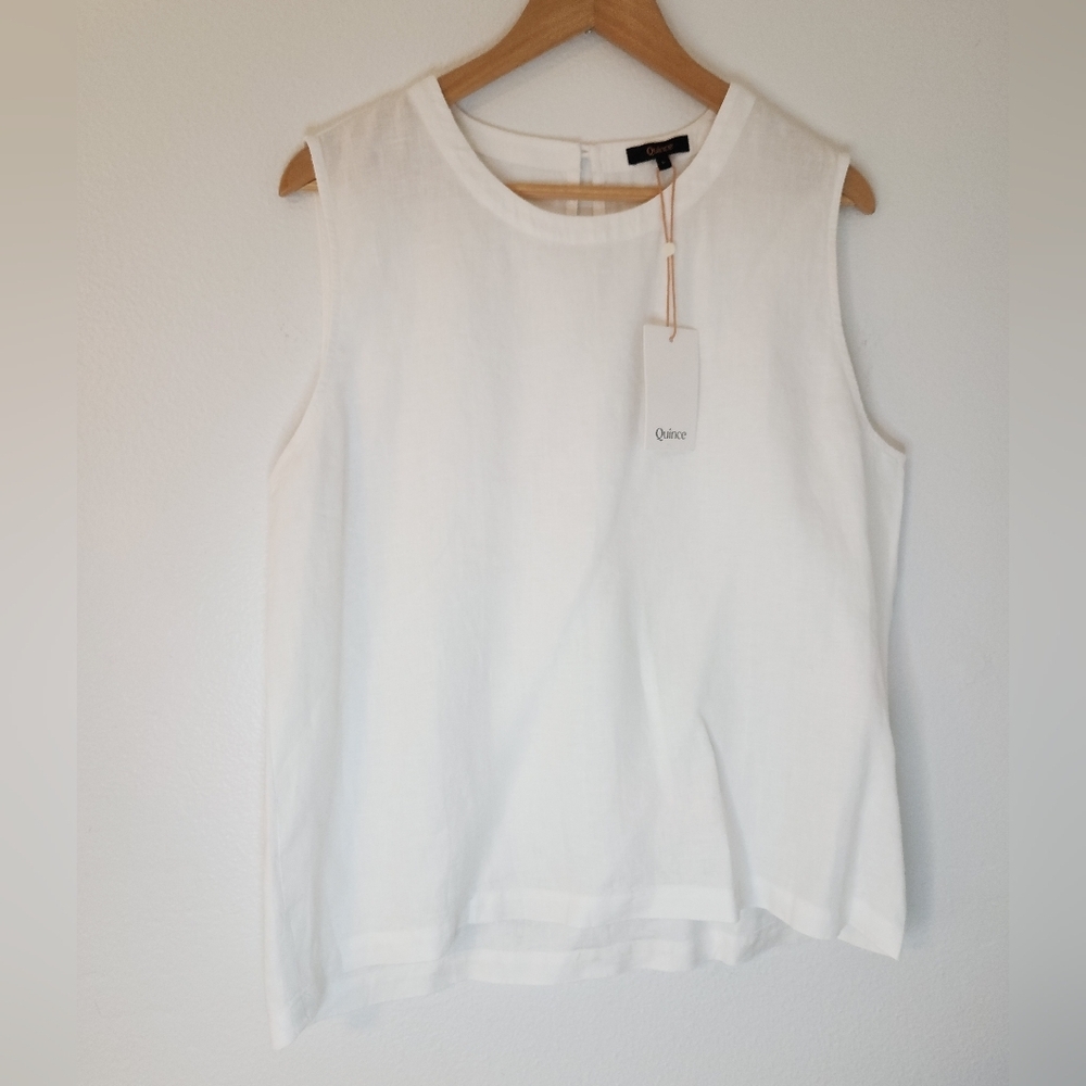 Quince Women's White European Linen Tank L NWT Blouse Shirt